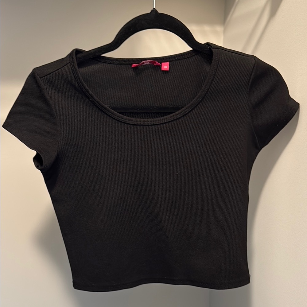 Candie's Black Fitted Crop T-Shirt
